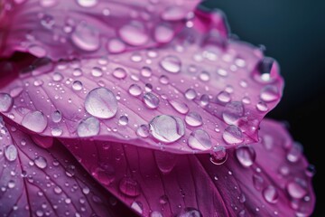 Wall Mural - Close-up view of a light orange flower petal with raindrops glistening under natural light showcasing nature's delicate beauty