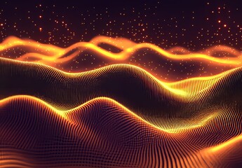 Lens flares and smooth light gold wave lines create a modern abstract background.