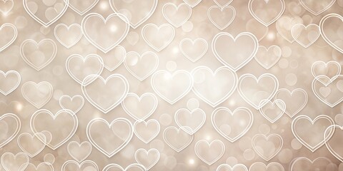 Wall Mural - elegant beige background with overlapping hearts and soft glow
