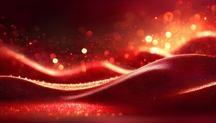 Leinwandbilder - Red glitter abstract with blurry light background patterns. Red wavy abstract background.