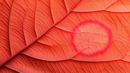 Wall Mural - Lyme disease idea. Close-up of a vibrant red leaf showcasing intricate textures and patterns.