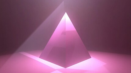 Sticker - Illuminated pink pyramid in dark room.