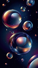 Wall Mural - Abstract cosmic spheres float in a dark nebula