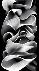 Poster - Abstract grayscale waves flowing in rhythmic patterns