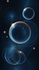 Wall Mural - glowing celestial bubbles in a starry night sky