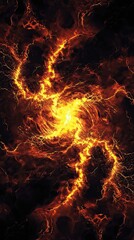 Wall Mural - Fiery Abstract Swirling Lava Lightning Inferno