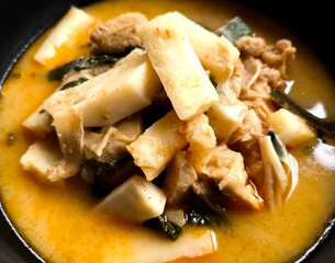 Wall Mural - Coconut shoots curry in bowl, Thai traditional food.