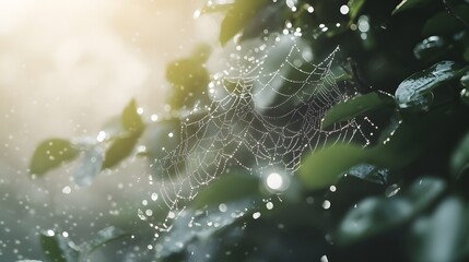 spider web with dew drops