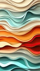 Poster - Abstract Wavy Layers Of Colorful Paper Design