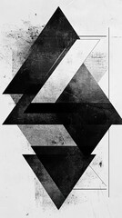 Canvas Print - Abstract Black and White Geometric Triangle Design