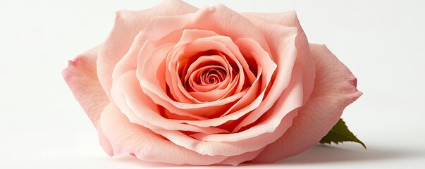 Sticker - Minimal rose idea. A delicate pink rose with soft petals and lush greenery, symbolizing love and beauty.