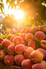 Wall Mural - Fresh Peaches at Outdoor Market