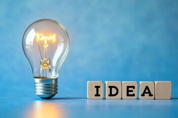 Wall Mural - a light bulb shining brightly next to the word 