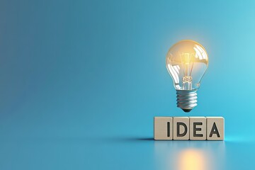 Wall Mural - a light bulb shining brightly next to the word 
