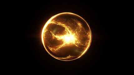 Wall Mural - energy ball,oil bubble, luxury gold cosmetic essence liquid bubbles, collagen,solar energy,ai genera