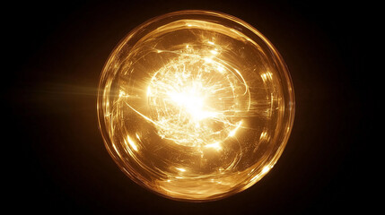 Wall Mural - energy ball,oil bubble, luxury gold cosmetic essence liquid bubbles, collagen,solar energy,ai genera