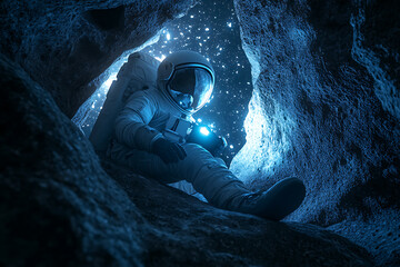 Astronaut in a Cosmic Cave