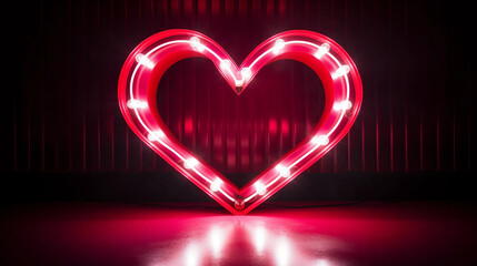 Wall Mural - Red Heart-shaped Neon Light in the Background