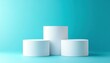 © vectorartificer - Minimalist White Cylinders on Teal Background Product Display Stage Pedestal