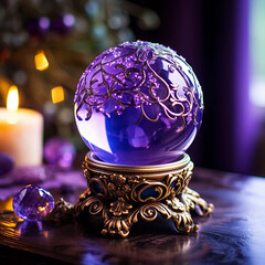 Wall Mural - Stunning Image of a Purple Crystal Ball with a Bright Light Inside