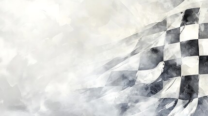 Poster - Abstract checkered flag waving, blurred background.