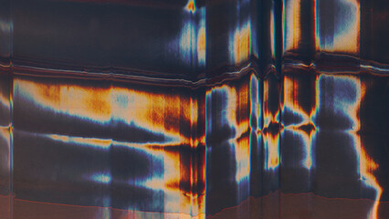 Wall Mural - distorted display. glitch error. damaged screen overlay. blue orange white color light flare digital