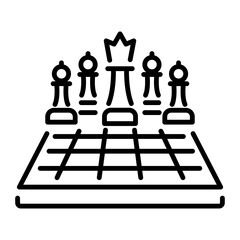 Wall Mural - A line style icon of a chess game 