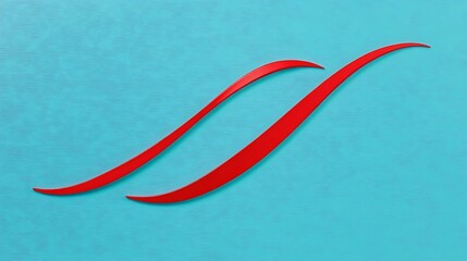 Canvas Print - Red curved lines on blue.