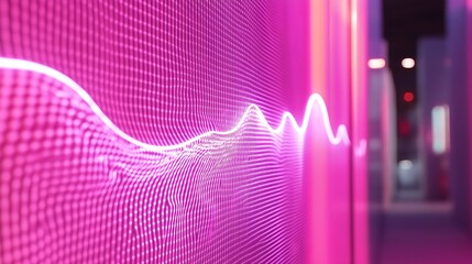 Fototapete - Pink wave on a grid.