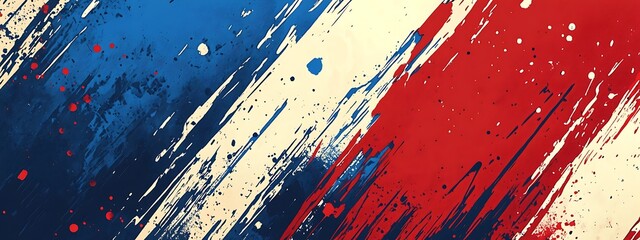 Aufkleber - Abstract red, white, and blue paint strokes background.