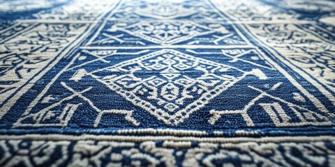 Wall Mural - Blue and White Rug Close Up