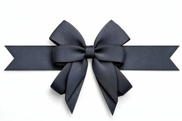 Wall Mural - Elegant Black Satin Bow on White Background for Gift Wrapping and Decoration Purposes