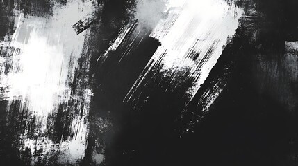 Poster - Abstract white brushstrokes on dark background.