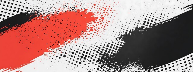 Poster - Red, black, splattered abstract paint.