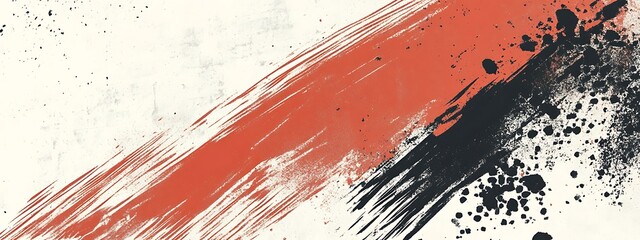 Poster - Abstract brush strokes, red, black.