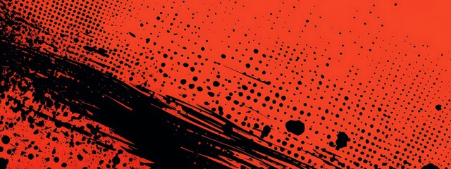 Poster - Red background with black splatter.