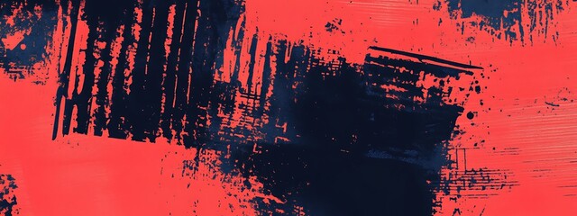 Poster - Red, blue abstract brush strokes.