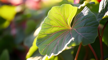 Canvas Print - A close-up of a vibrant green leaf showcasing intricate veins and texture, perfect for nature-themed projects, gardening blogs, and environmental awareness campaigns,