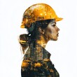 © MK - Woman in hard hat with cityscape