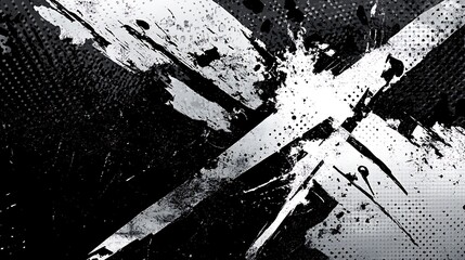 Poster - Black, white, grunge, X pattern.
