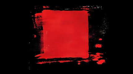 Poster - Red paint brushstroke on black.
