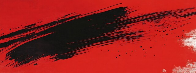 Poster - Black brushstroke on red.