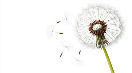 Wall Mural - Dandelion Seed Head with Dispersing Seeds