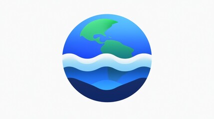 Creative globe illustration featuring land and ocean elements in a bright and modern design