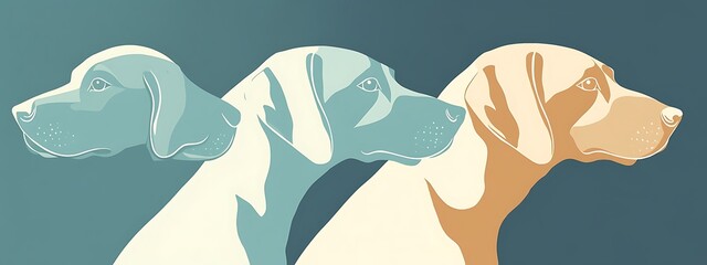 Canvas Print - Three stylized dog portraits.