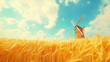 © dK - A golden wheat field under a vibrant blue sky