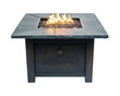 © Alice a. - modern square fire pit with stone top and flames dancing above decorative glass. Perfect for outdoor gatherings and creating cozy atmosphere