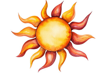 Wall Mural - Creative Watercolor Sun with Bold Flare Designs