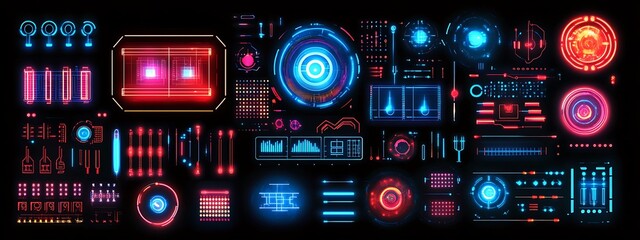 Sticker - Futuristic HUD interface elements set.