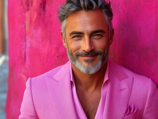 Confident businessman with a suit and a smile in a studio background, He looking at the camera